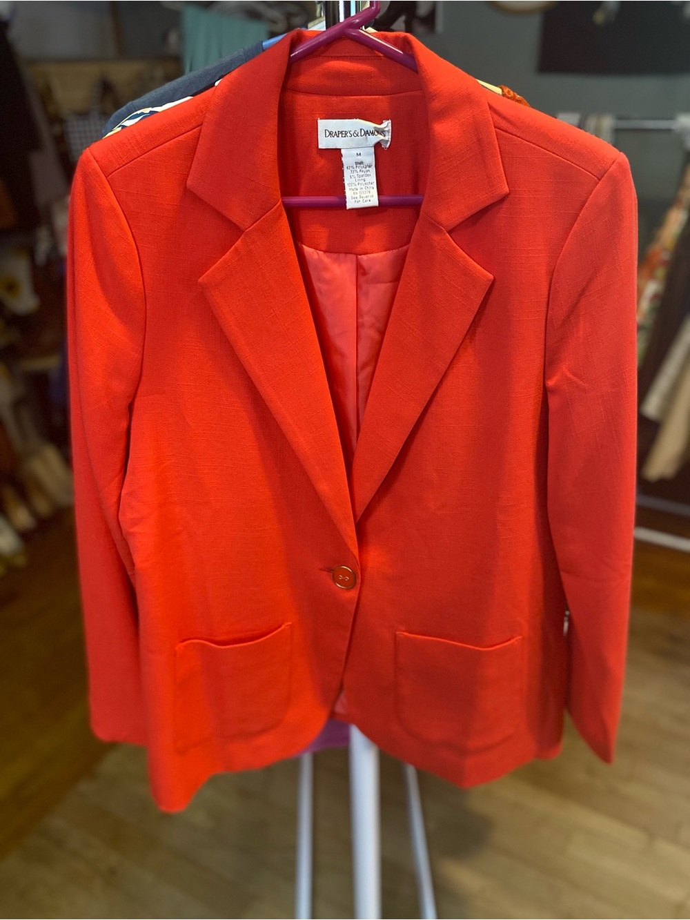 Drapers and Damons Cherry Red Single-Button Blazer - Picture 3 of 5